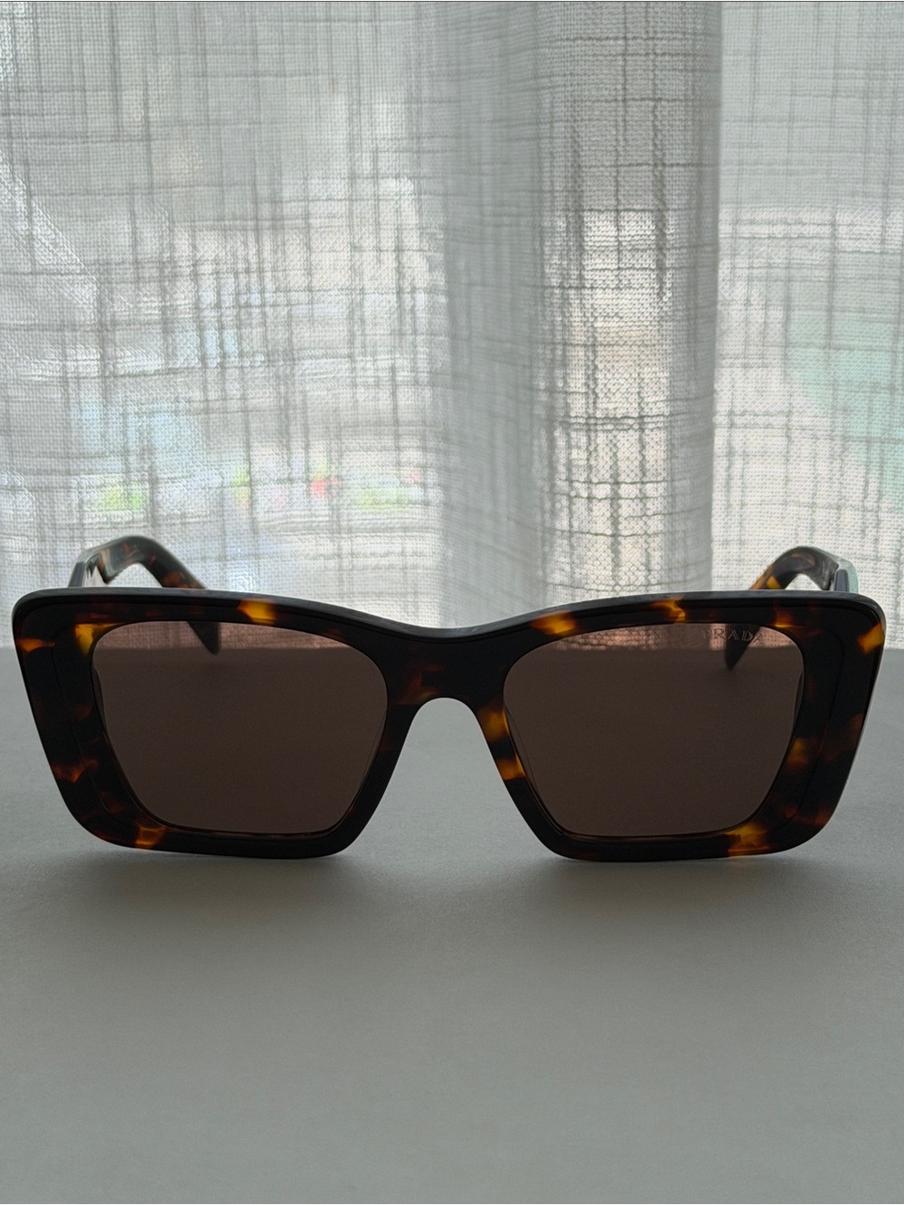 PRADA Tortoiseshell Rectangular Sunglasses - Brown Lenses